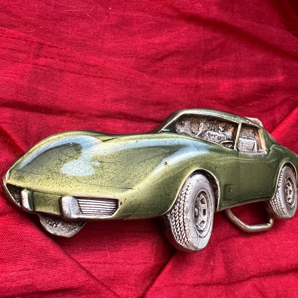 Vintage Corvette Car Bergamot Brass Belt Buckle